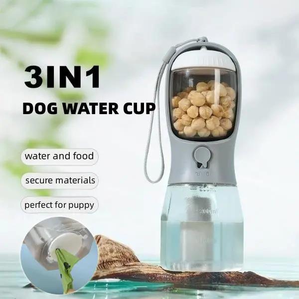 3-in-1 Portable Dog Water Bottle with Food Container & Waste Bag Dispenser null
