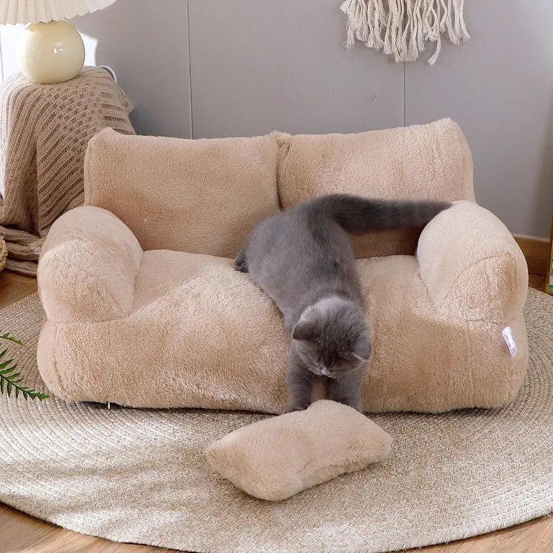Luxury Plush Cat Bed Sofa null