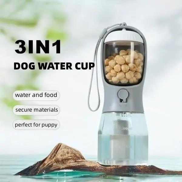 3-in-1 Portable Dog Water Bottle with Food Container & Waste Bag Dispenser null
